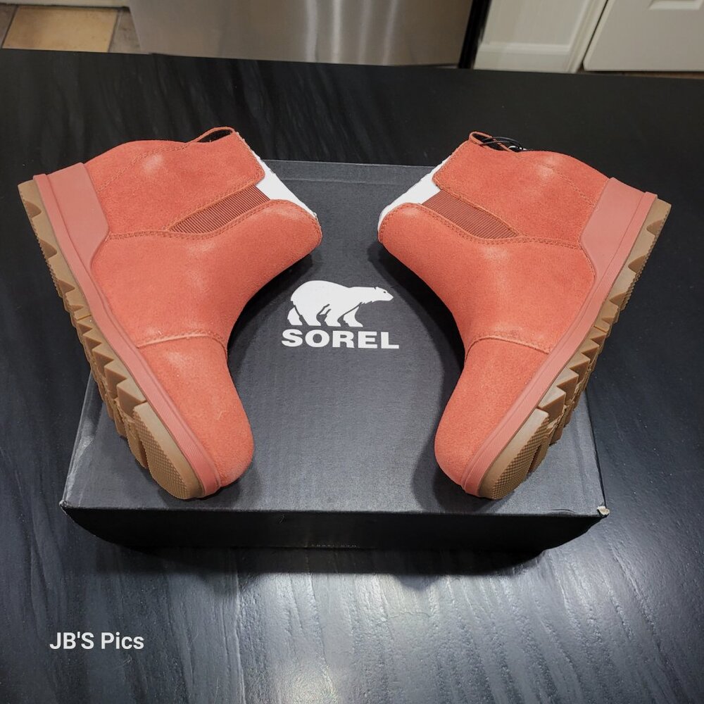 Sorel Evie Pull On Wedge Booties Warp Red Womens Waterproof Rain Boot BRAND NEW - Picture 7 of 15